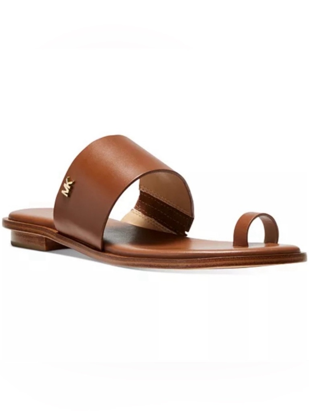 Michael Kors August Flat Sandal Women’s Size 6M Luggage Brown Faux Leather